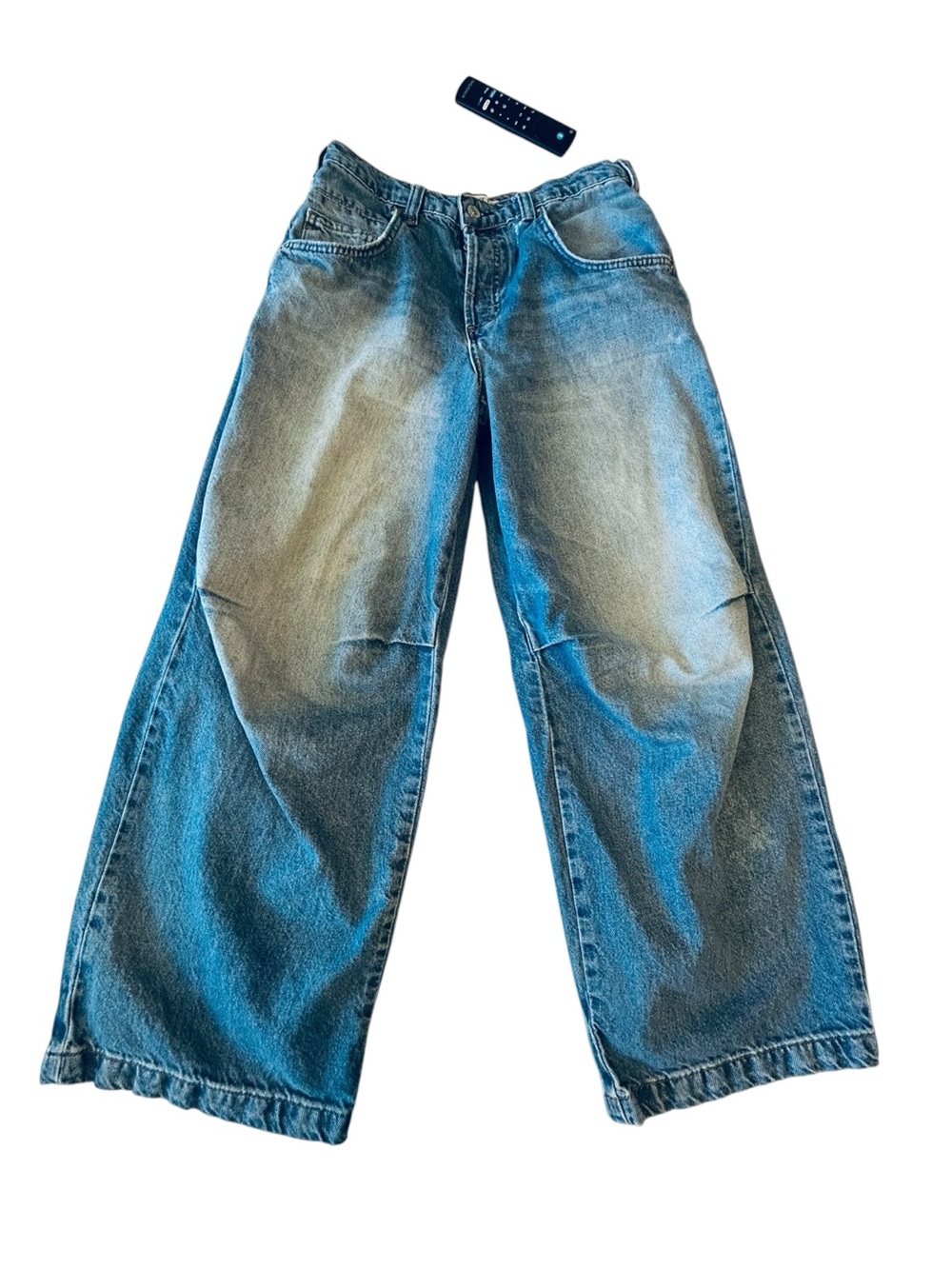 Free People We The Free Twin Flame Cropped Wide-Leg Barrel Jeans Size 25 - Picture 2 of 15